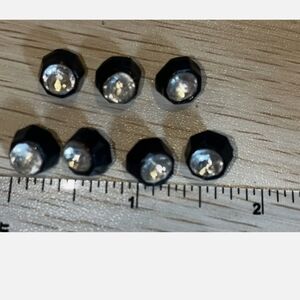 Lot Of 7 Antique RETRO BLACK & RHINESTONE 3/8” SHANK BUTTONS FASHION CRAFT